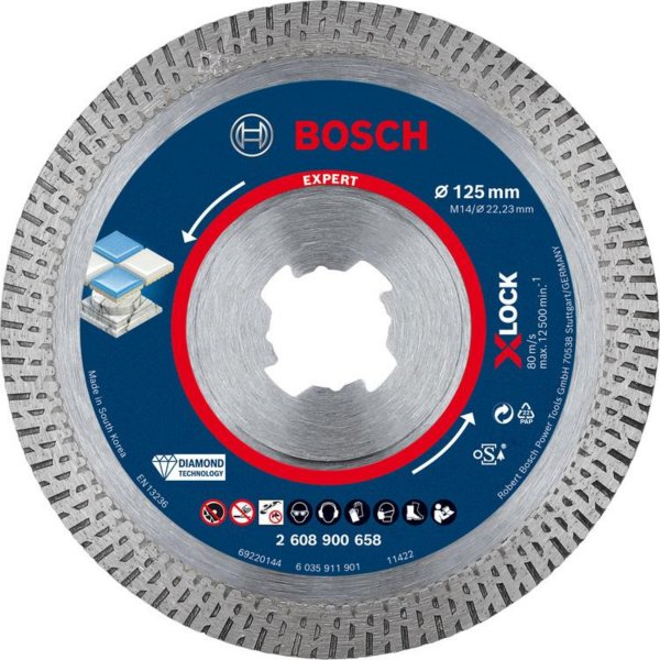 Bosch diamantový řezný kotouč EXPERT HardCeramic X-LOCK 125 × 22,23 × 1,4 × 10 mm 2608900658