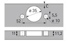Hettich Intermat 9936 pro tloušťky dveří do 32 mm, Základna závěsu 12,5 mm, TH 43