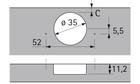 Hettich Intermat 9966 pro tloušťky dveří do 32 mm, Základna závěsu 12,5 mm, TH 42, k přišroubování